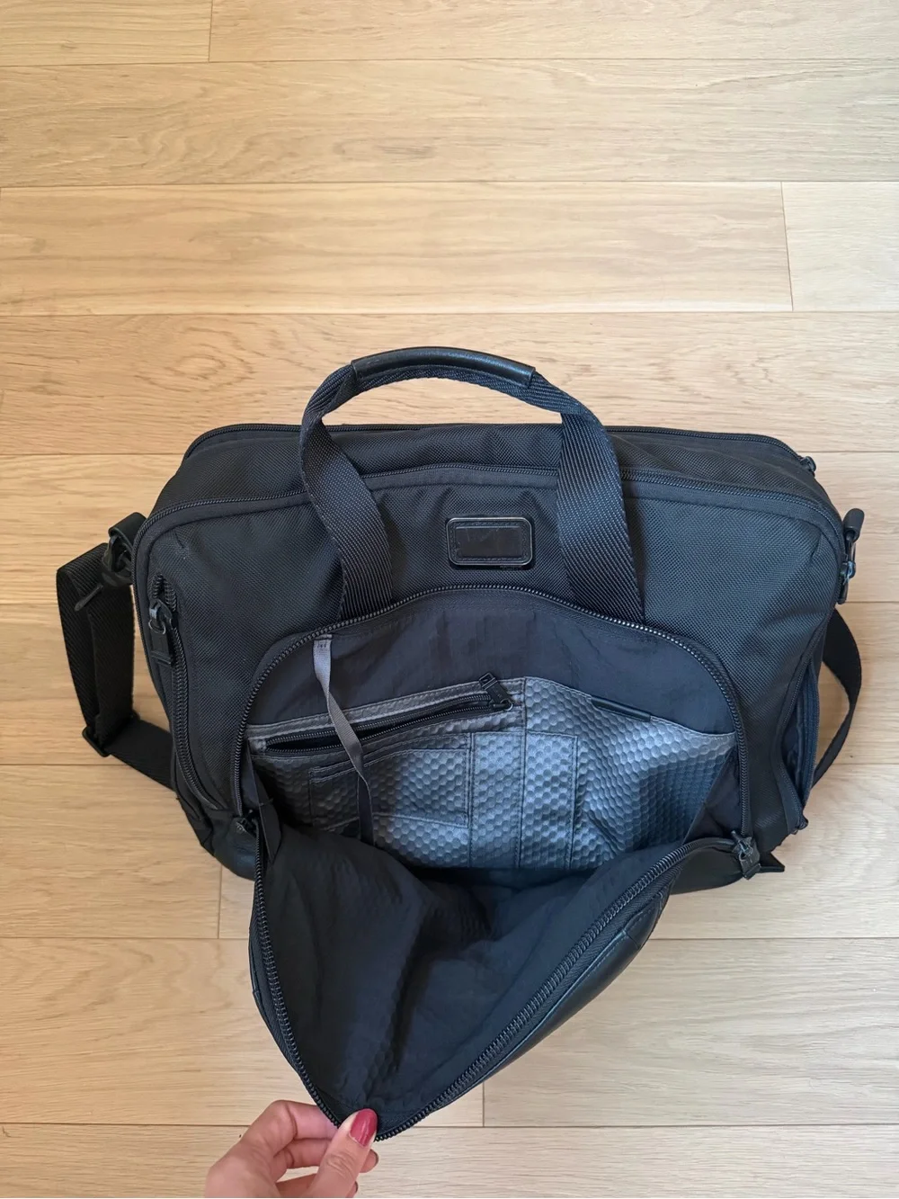 Tumi Black Briefcase with Optional Shoulder Strap & Backpack Straps